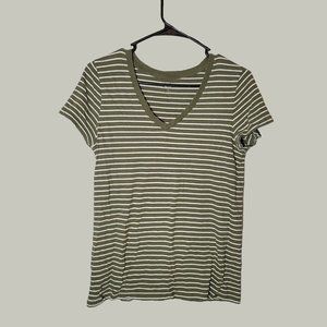 Gap Womens Vneck Tshirt  Size Medium  Green Striped
